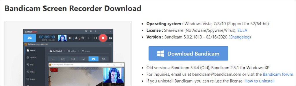 download bandicam official site