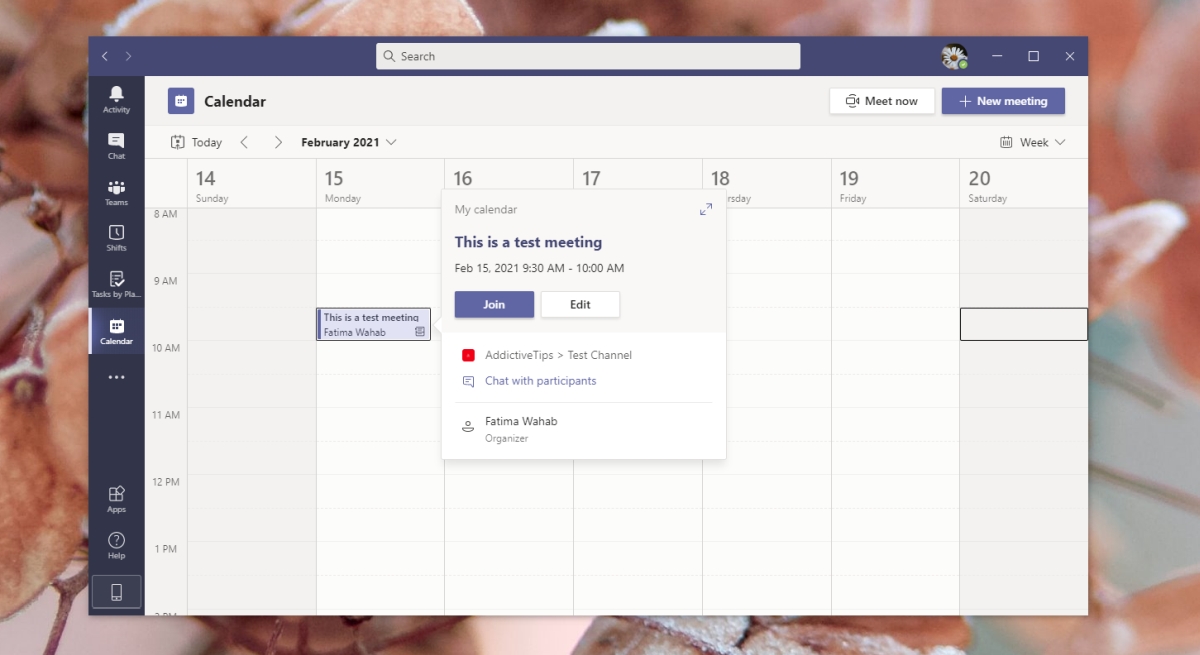 set up microsoft teams meeting link