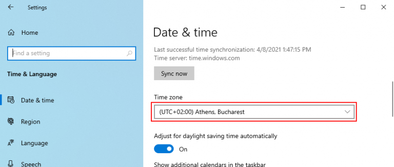 windows 10 time zone changes itself