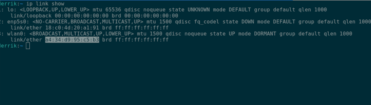 linux find mac address using ip address