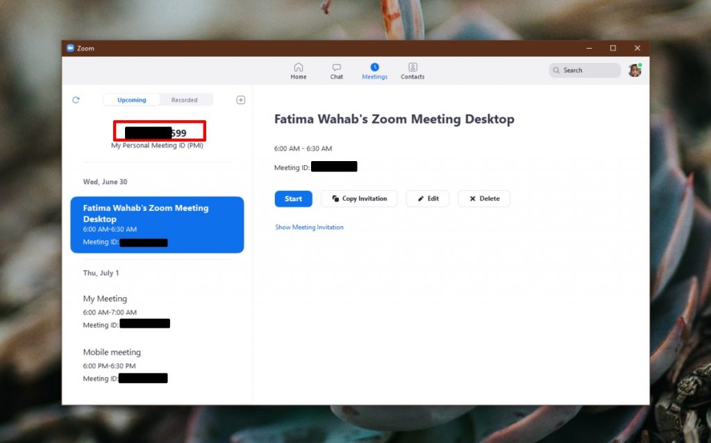 customizing my zoom personal meeting id