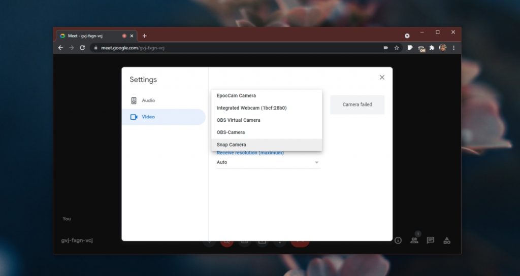 How to use Snap Camera with Google Meet