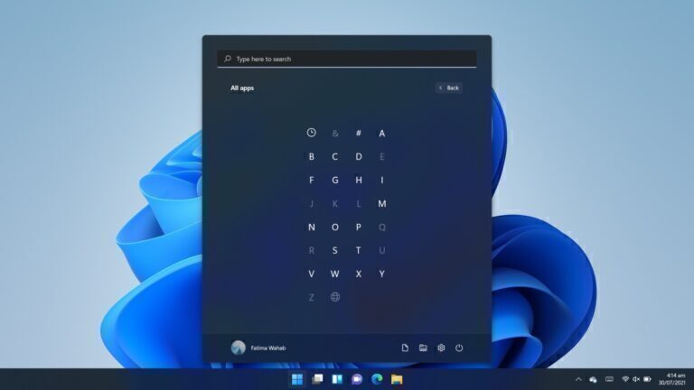 How to open the Apps list on Windows 11