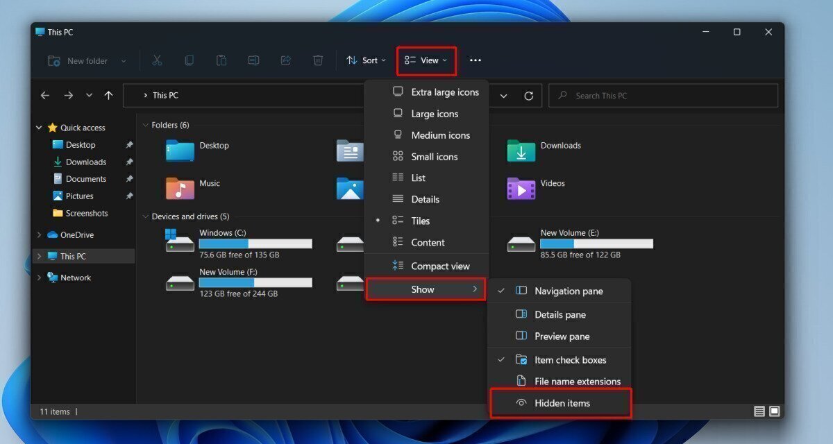 How to show hidden files in Windows 11