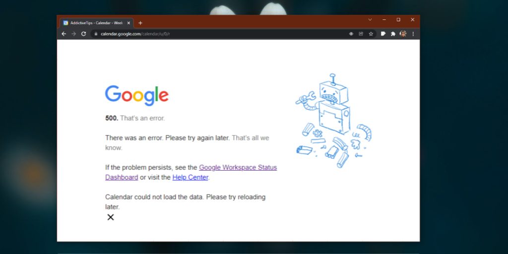 How to fix Google Calendar "HTTP 500" error