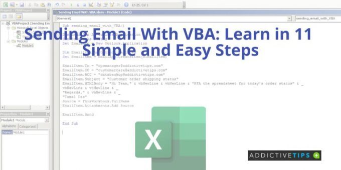 A visualization showing a VBA script for sending email with VBA