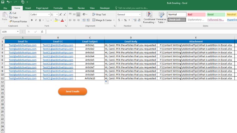 How To Send Bulk Email From Outlook Using Excel Vba In