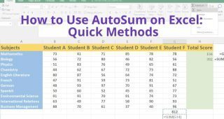 An image showing how to use AutoSum on Excel