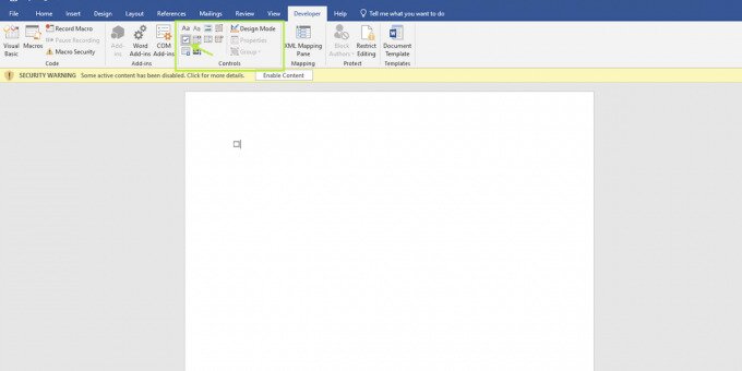 Screenshot of how to add checkbox in word doc