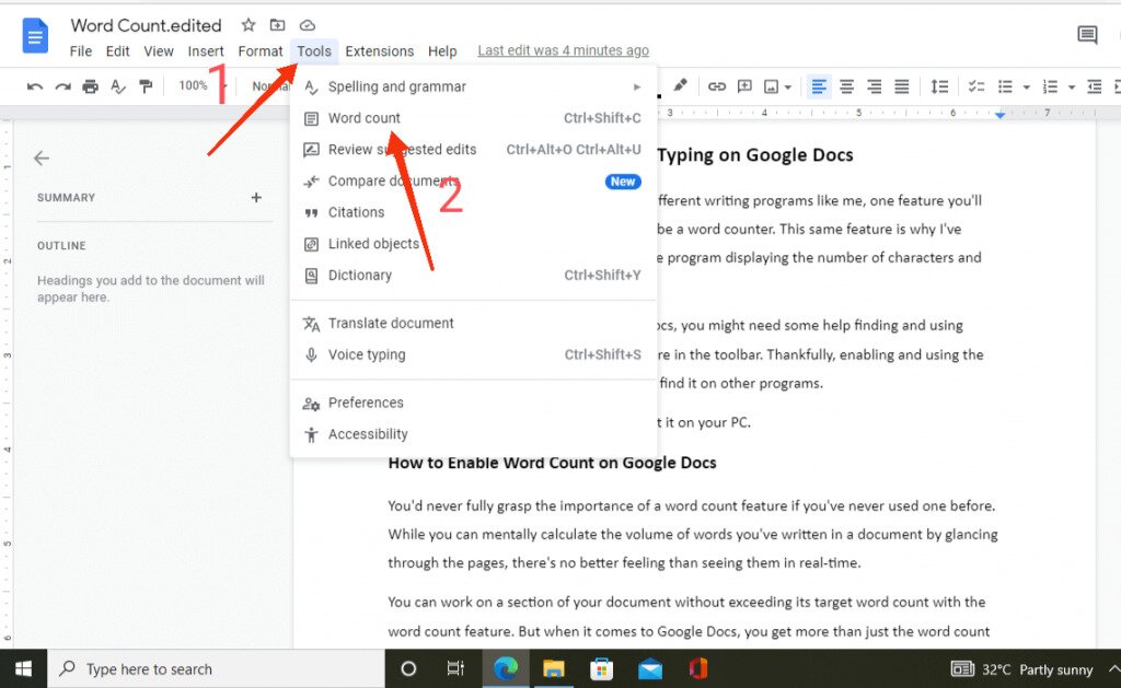 How to See Word Count While Typing on Google Docs