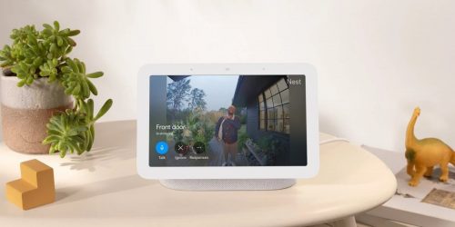 Google Nest Hub showing a front door camera
