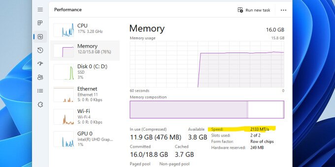 How to check ram speed in task manager