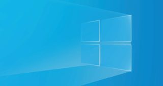 Windows 10 standard blue background with windows flag