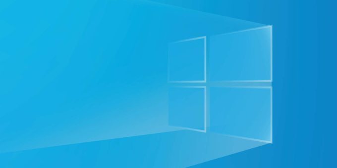 Windows 10 standard blue background with windows flag