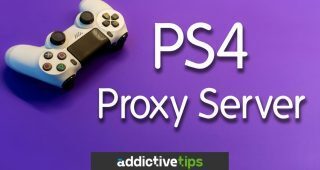 'PS4 Proxy Server' text and PS4 controller against a purple background