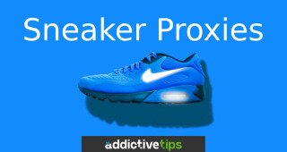 A Nike shoe on a blue background that reads 'Sneaker Proxies'